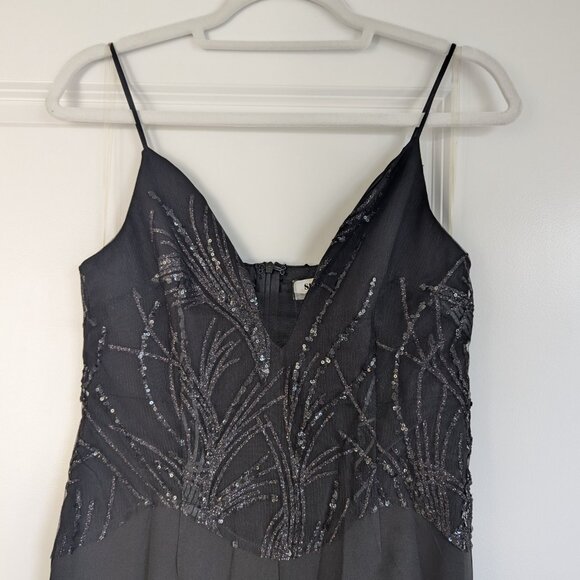 Showpo Glitter Bodice Black Plunge Maxi Dress - Picture 2 of 5